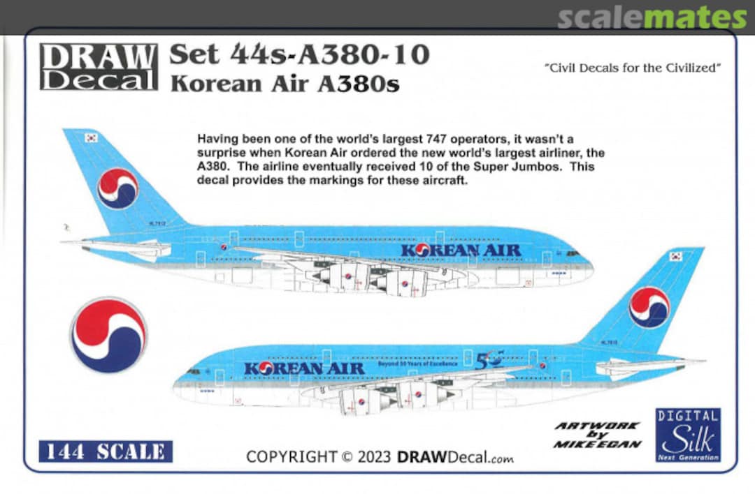 Boxart Korean Air A380 44S-A380-10 Draw Decal Boxart Korean Air A380 44S-A380-10 Draw Decal