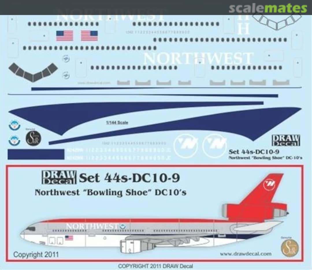Boxart Northwest “Bowling Shoe” DC-10s 44-DC10-9 Draw Decal Boxart Northwest “Bowling Shoe” DC-10s 44-DC10-9 Draw Decal