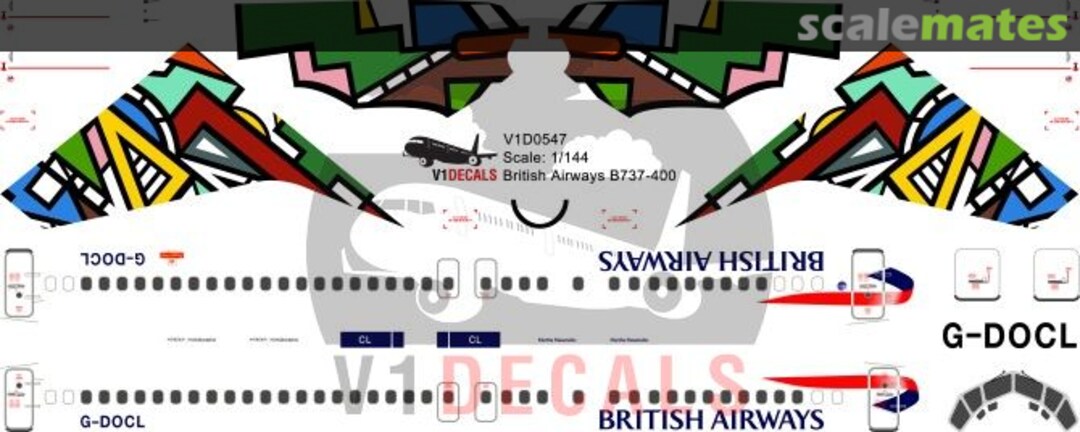 Boxart British Airways Boeing 737-400 V1D0547-144 V1 Decals Boxart British Airways Boeing 737-400 V1D0547-144 V1 Decals
