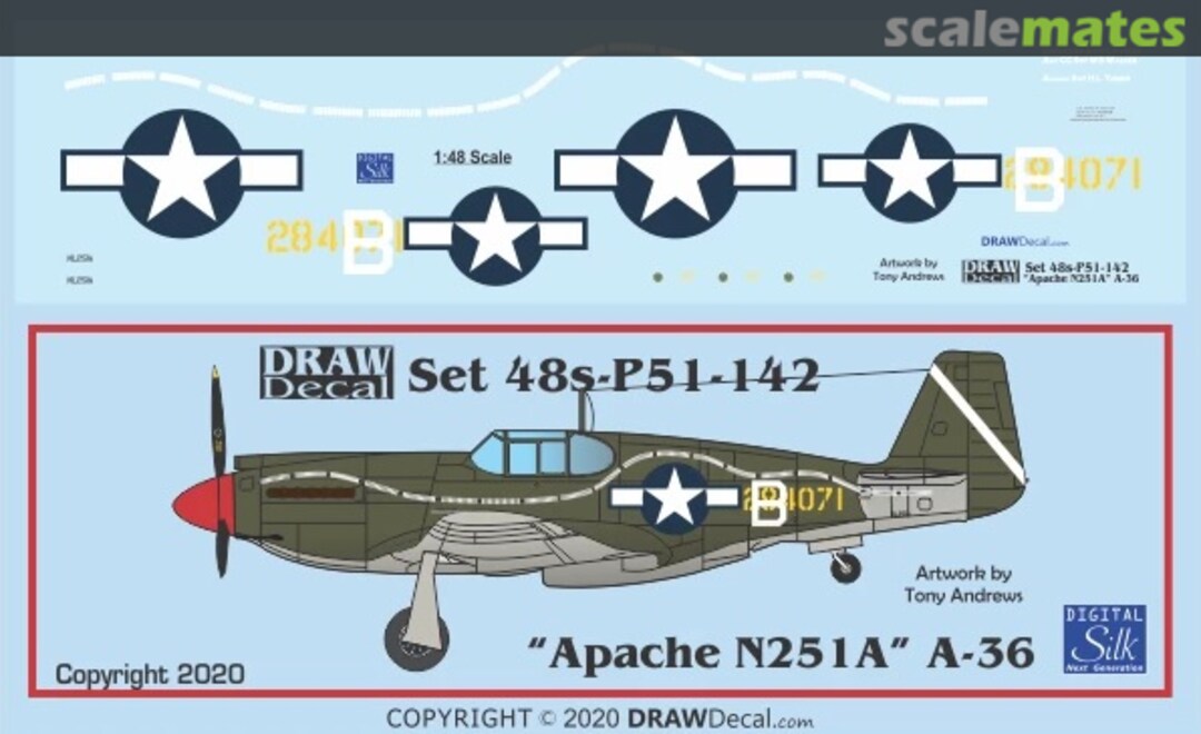 Boxart “Apache N251A” A-36 48-P51-142 Draw Decal Boxart “Apache N251A” A-36 48-P51-142 Draw Decal