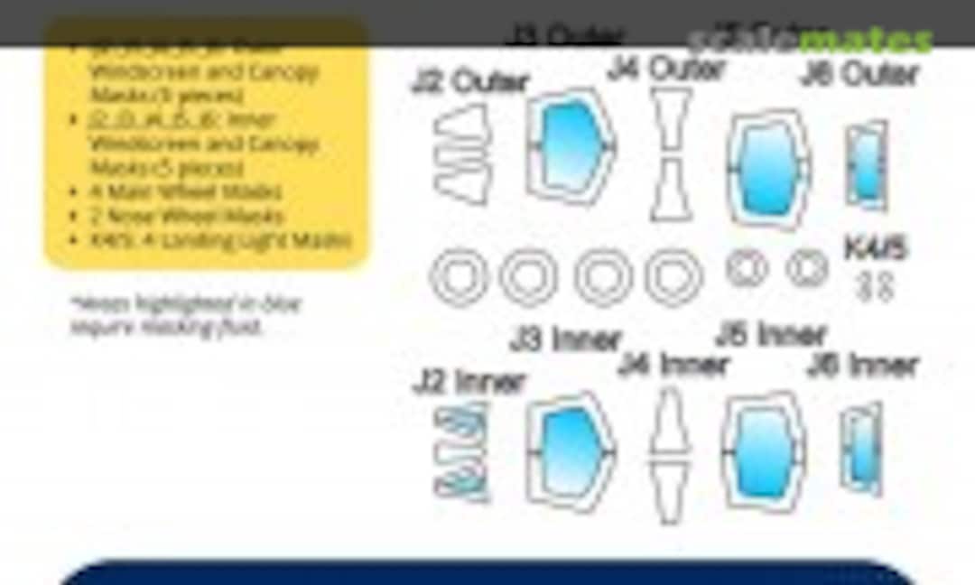 1:72 TF-104G/F-104DJ Starfighter Canopy & Wheel Masks (Kit Masx 72-139V) 72-139V