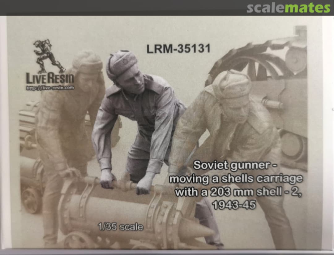 Boxart Soviet gunner - moving a shells carriage with a 203 mm shell - 2, 1943 - 45 LRM-35131 Live Resin Boxart Soviet gunner - moving a shells carriage with a 203 mm shell - 2, 1943 - 45 LRM-35131 Live Resin