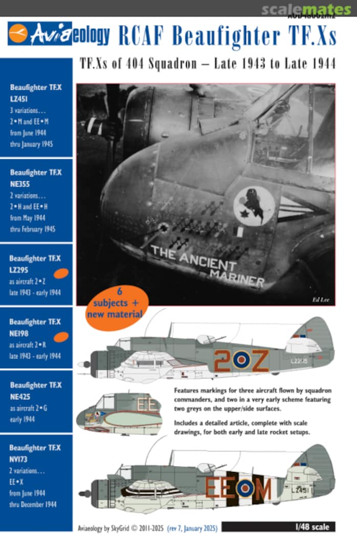 Boxart RCAF Beaufighter TF.Xs (updated and expanded) AOD48002m2 Aviaeology Boxart RCAF Beaufighter TF.Xs (updated and expanded) AOD48002m2 Aviaeology