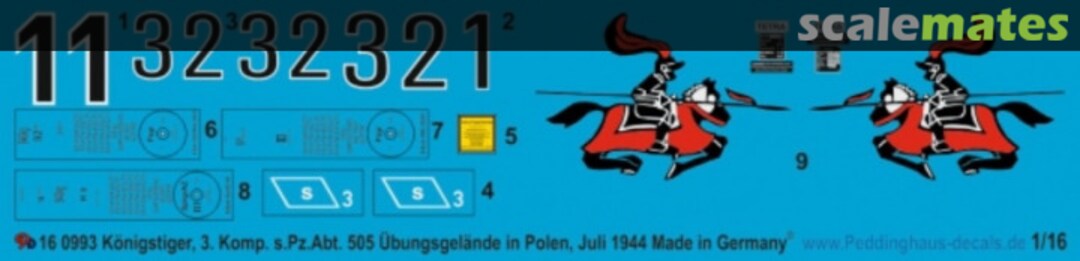 Boxart Tiger II 3. Komp. Schw. Heeres Panzer Abt. 505 Übungsglände Polen Juli 44 EP 0993 Peddinghaus-Decals Boxart Tiger II 3. Komp. Schw. Heeres Panzer Abt. 505 Übungsglände Polen Juli 44 EP 0993 Peddinghaus-Decals