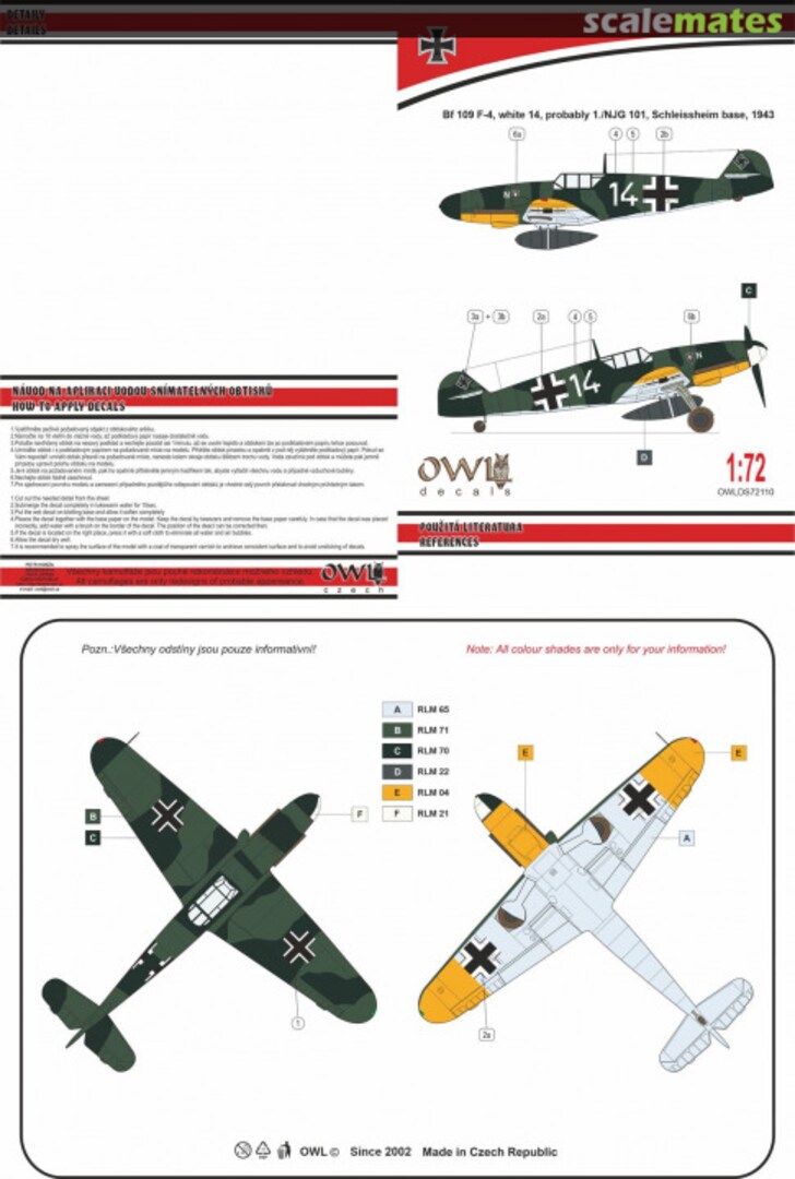 Boxart Bf 109 F-4, White 14, 1./NJG 101 OWLDS72110 OWL Boxart Bf 109 F-4, White 14, 1./NJG 101 OWLDS72110 OWL
