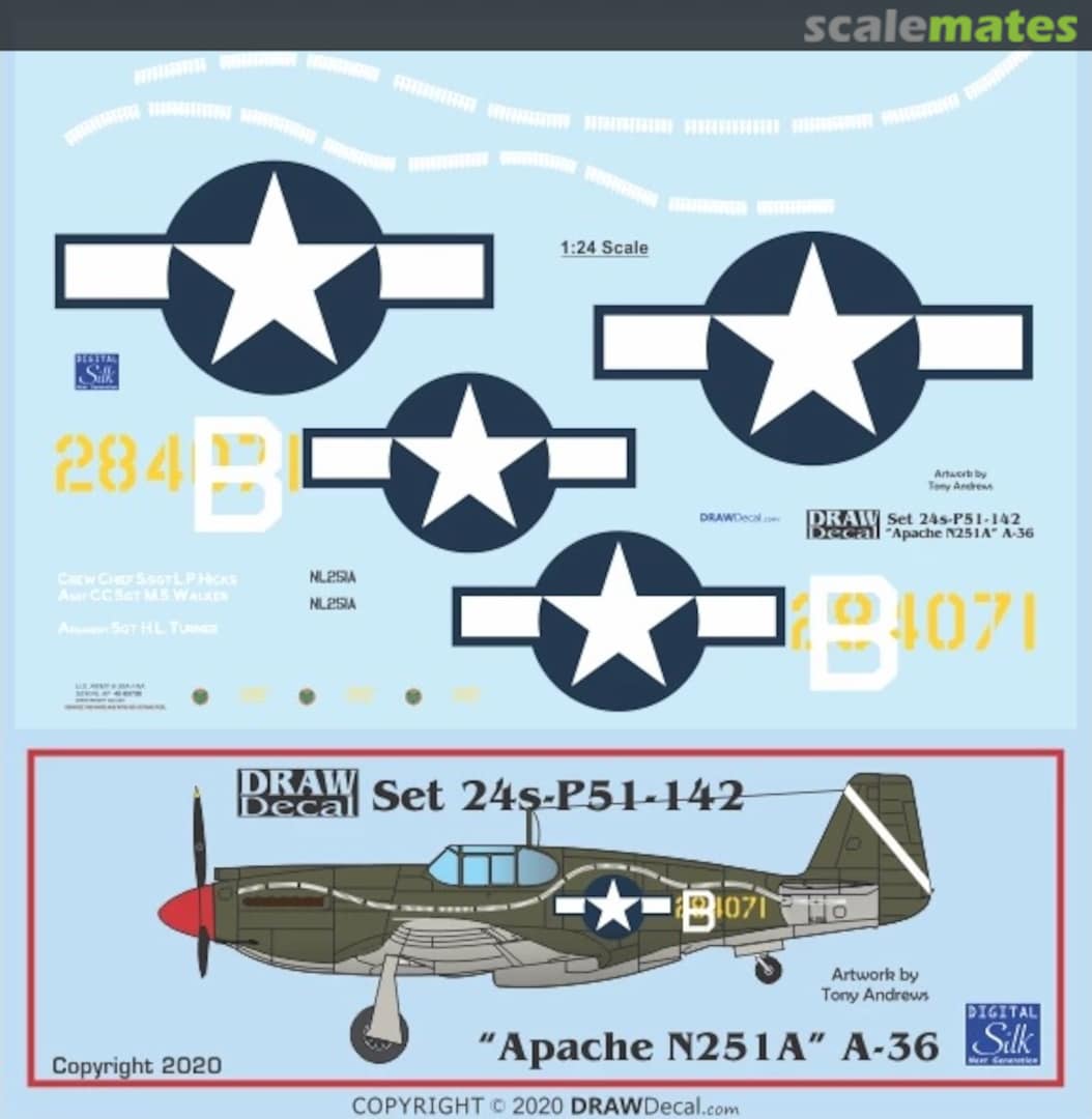 Boxart “Apache N251A” A-36 24-P51-142 Draw Decal Boxart “Apache N251A” A-36 24-P51-142 Draw Decal