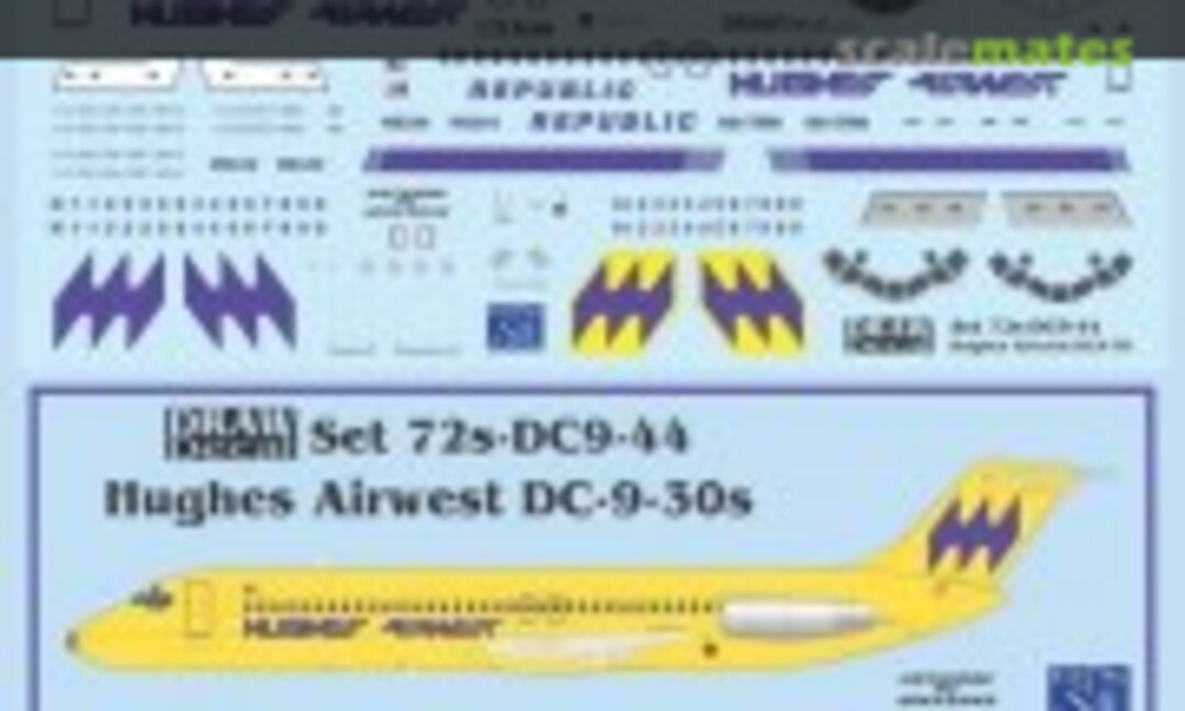 1:72 Hughes Airwest DC-9-30s (Draw Decal 72-DC9-44) 72-DC9-44