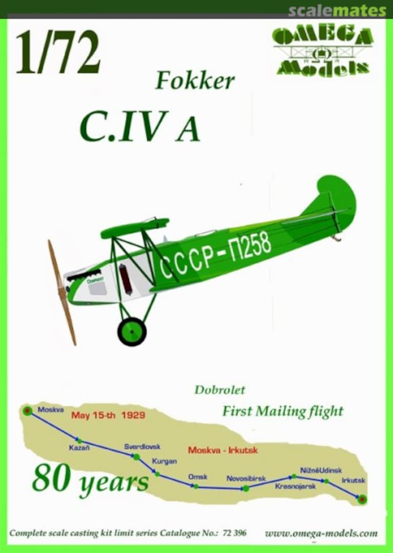 Boxart Fokker C.IV A 72396 Omega Models Boxart Fokker C.IV A 72396 Omega Models