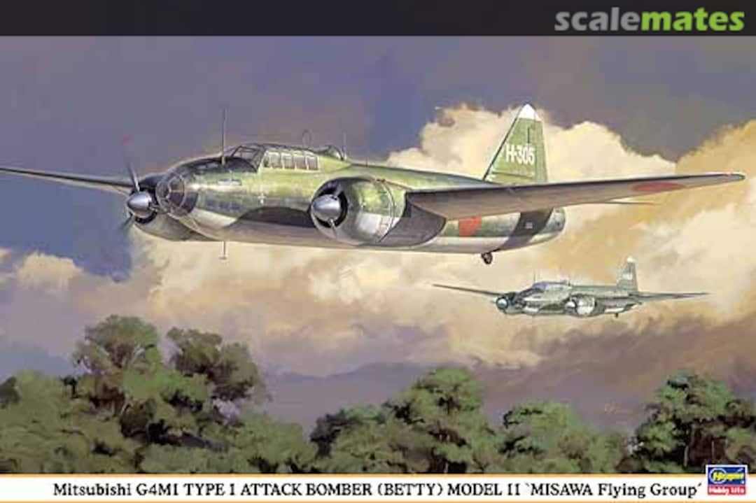 Boxart Mitsubishi G4M1 Type 1 Attack Bomber (Betty) Model 11 'Misawa Flying Group' 00991 Hasegawa Boxart Mitsubishi G4M1 Type 1 Attack Bomber (Betty) Model 11 'Misawa Flying Group' 00991 Hasegawa