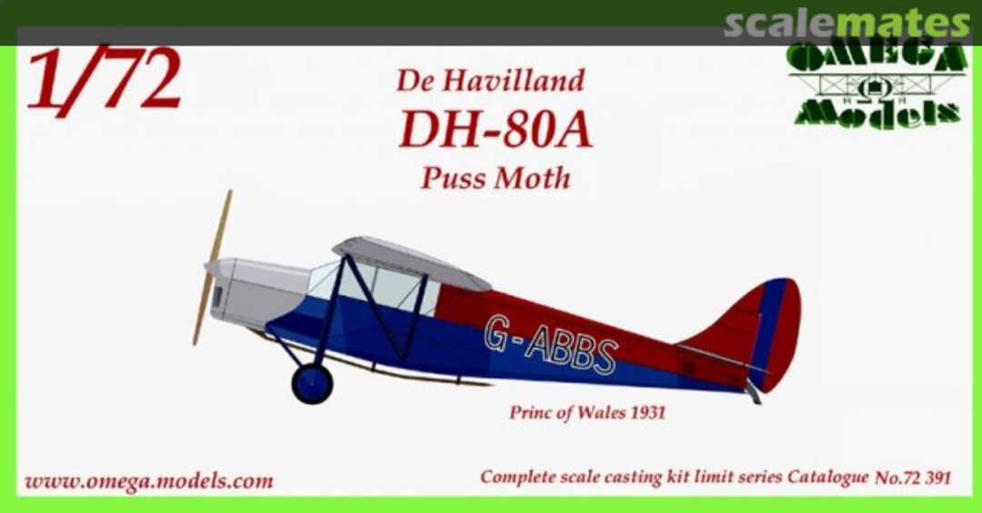 Boxart de Havilland DH-80A Puss Moth 72391 Omega Models Boxart de Havilland DH-80A Puss Moth 72391 Omega Models
