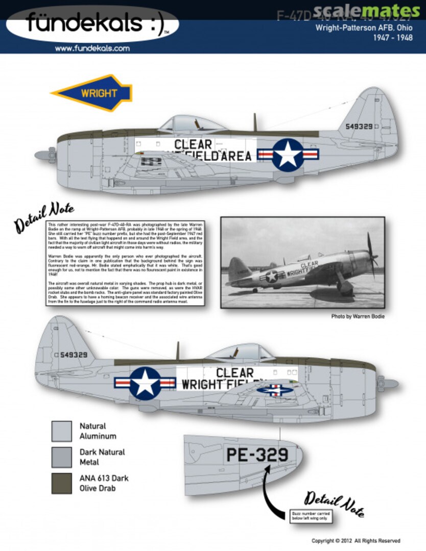 Boxart Wright Field F-47D-40 48-A12 fündekals Boxart Wright Field F-47D-40 48-A12 fündekals