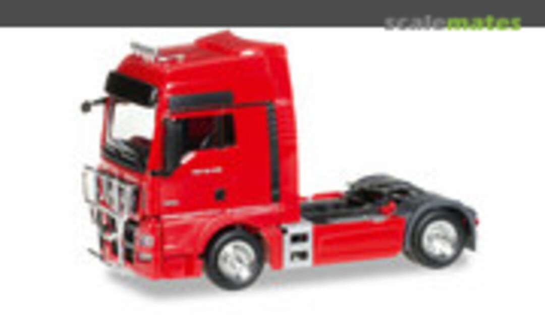 MAN TGX XXL Euro 6 Zugmaschine mit Rammschutz und Lampenbügel, feuerrot (Herpa 302029-003)