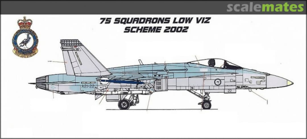 Boxart RAAF F/A-18A Hornet, A21-22, 75 Sqn. Low Viz early 2000s AAF-075 Hawkeye Models Boxart RAAF F/A-18A Hornet, A21-22, 75 Sqn. Low Viz early 2000s AAF-075 Hawkeye Models