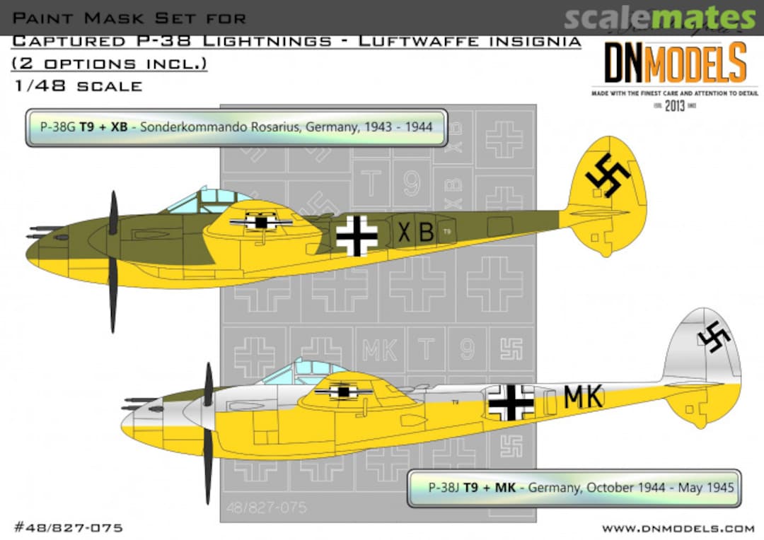 Boxart Captured P-38 Lightnings – Luftwaffe Insignia Paint Mask Set 48/827-075 DN Models Boxart Captured P-38 Lightnings – Luftwaffe Insignia Paint Mask Set 48/827-075 DN Models
