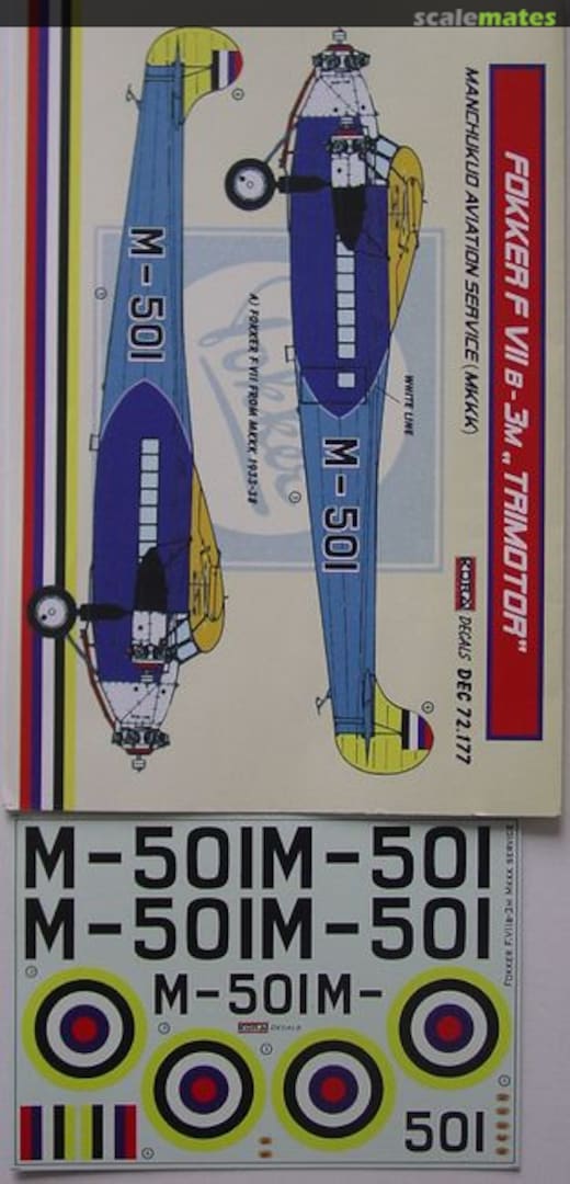 Boxart Fokker F VII B-3M "Trimotor" DEC72177 Kora Models Boxart Fokker F VII B-3M "Trimotor" DEC72177 Kora Models