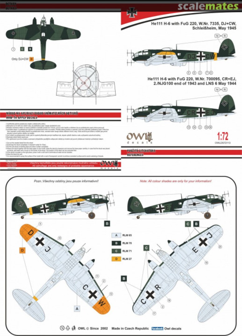 Boxart He 111 H-6 with FuG 220, trainer OWLDS72113 OWL