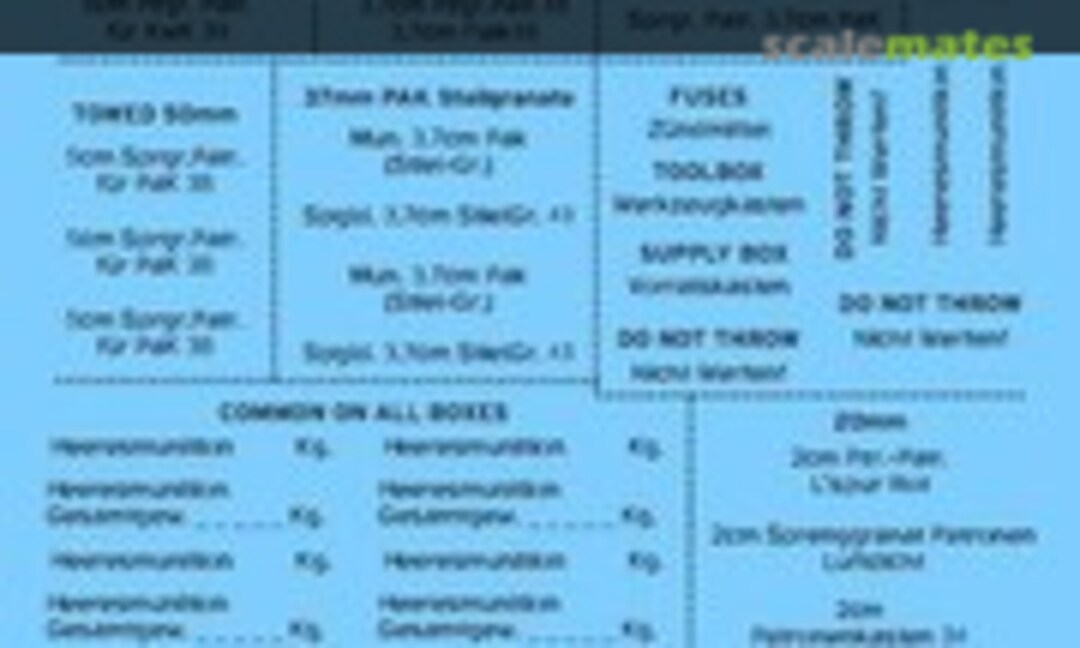 1:35 German WWII Ammo Box Stencils (black) (Archer AR35300B) AR35300B