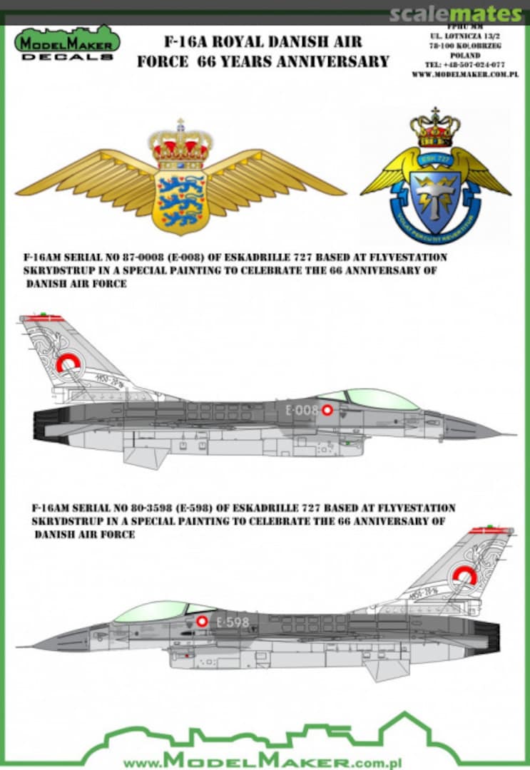 Boxart F-16A Royal Danish Air Force 66 Years Anniversary D72092 ModelMaker Boxart F-16A Royal Danish Air Force 66 Years Anniversary D72092 ModelMaker