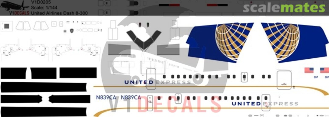 Boxart United Airlines DeHavilland Dash 8-300 V1D0205-72 V1 Decals Boxart United Airlines DeHavilland Dash 8-300 V1D0205-72 V1 Decals