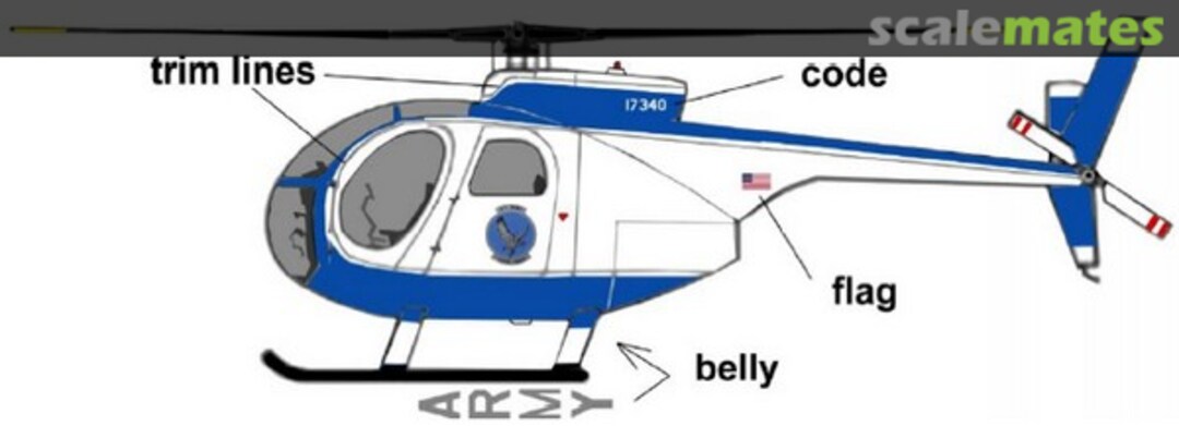 Boxart Hughes OH-6A U.S. Army Silver Eagles aerobatic team AIPD-107 Aircraft in Plastic