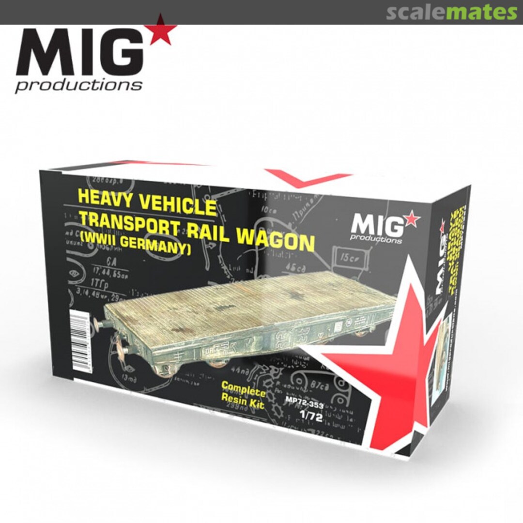 Boxart Heavy vehicle transport rail wagon MP72-353 MIG Productions Boxart Heavy vehicle transport rail wagon MP72-353 MIG Productions