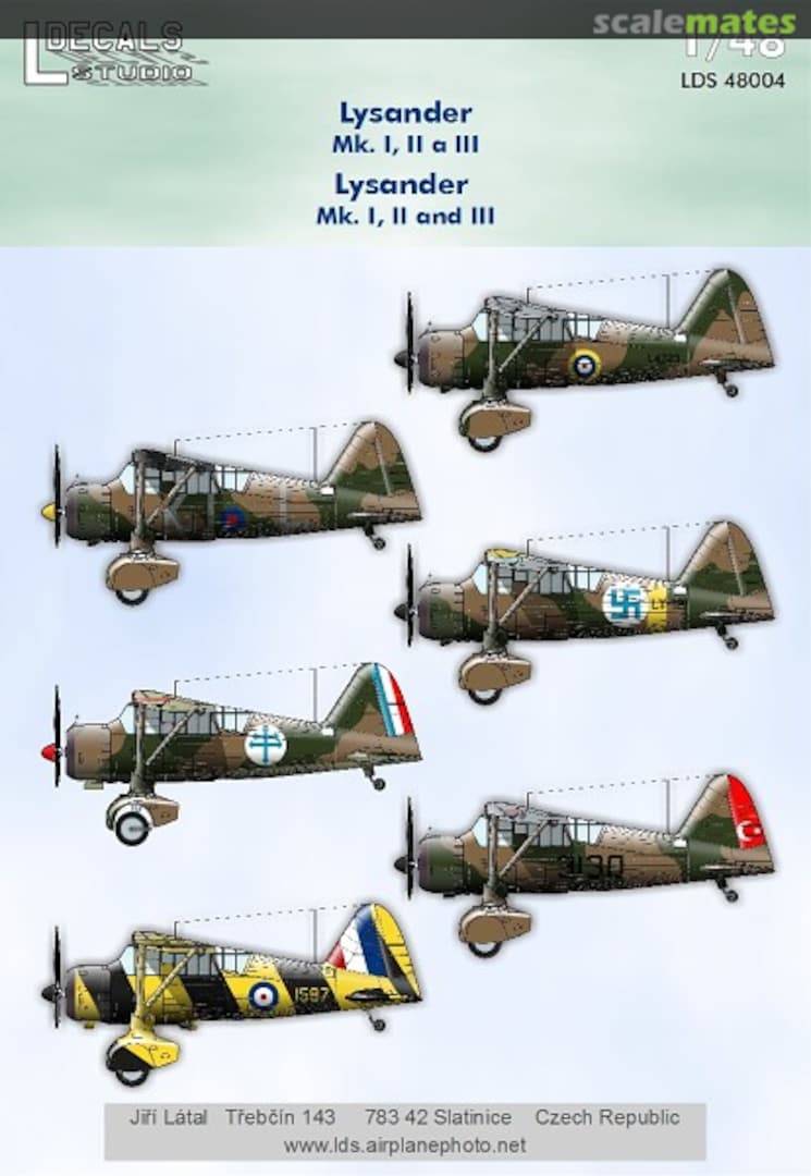 Boxart Lysander Mk.I, II and III LDS 48004 L Decals Studio Boxart Lysander Mk.I, II and III LDS 48004 L Decals Studio