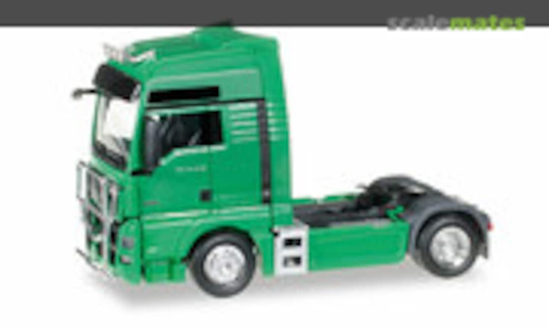 MAN TGX XXL Euro 6 Zugmaschine mit Rammschutz und Lampenbügel, minzgrün (Herpa 302029-005)