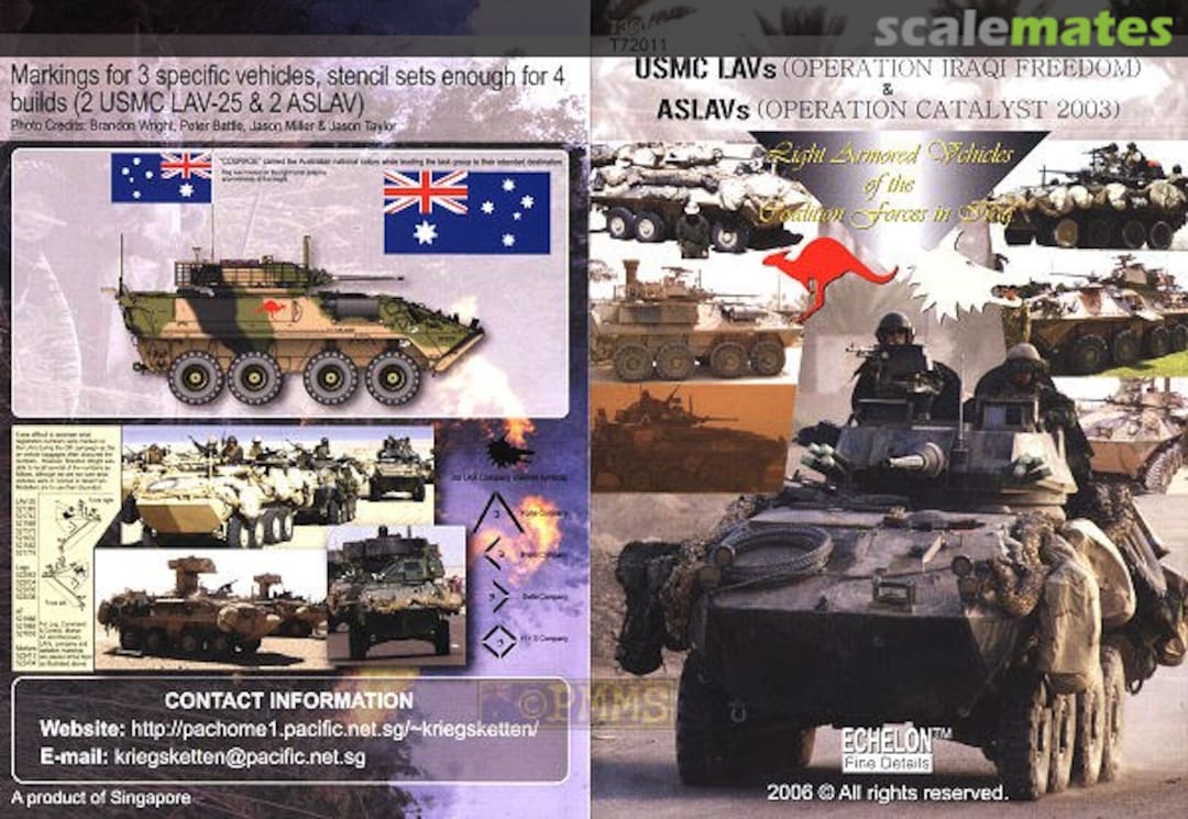 Boxart USMC LAVs (Operation Iraqi Freedom) & ASLAVs (Operation Catalyst 2003) T35011 Echelon Fine Details Boxart USMC LAVs (Operation Iraqi Freedom) & ASLAVs (Operation Catalyst 2003) T35011 Echelon Fine Details