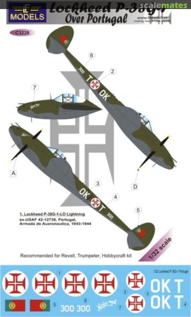 Boxart Lockheed P-38G-1 over Portugal C3228 LF Models