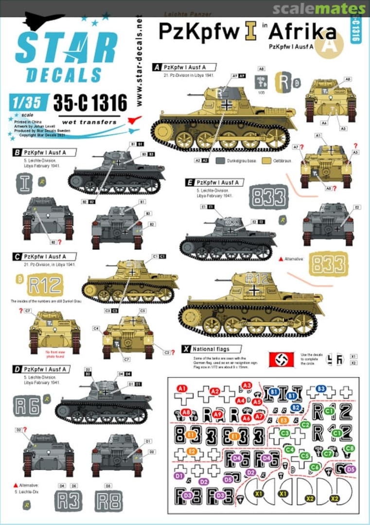 Boxart PzKpfw I in Afrika 35-C1316 Star Decals Boxart PzKpfw I in Afrika 35-C1316 Star Decals