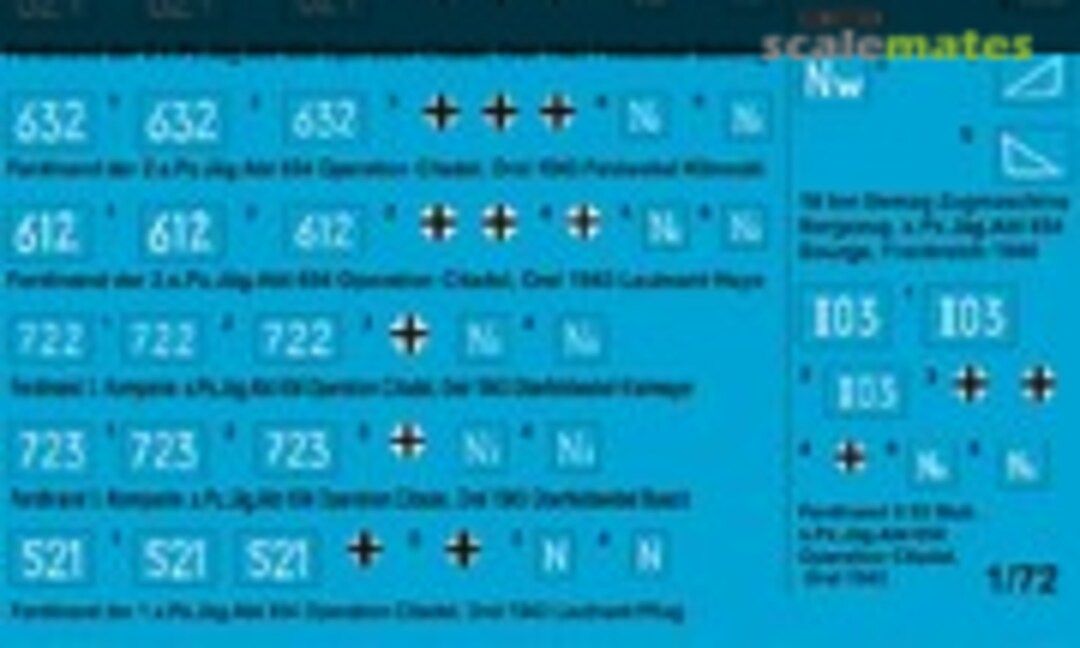 1:72 Ferdinand Panzer der s.Pz. Abt 654 Operation Citadelle (Peddinghaus-Decals EP 2422) EP 2422