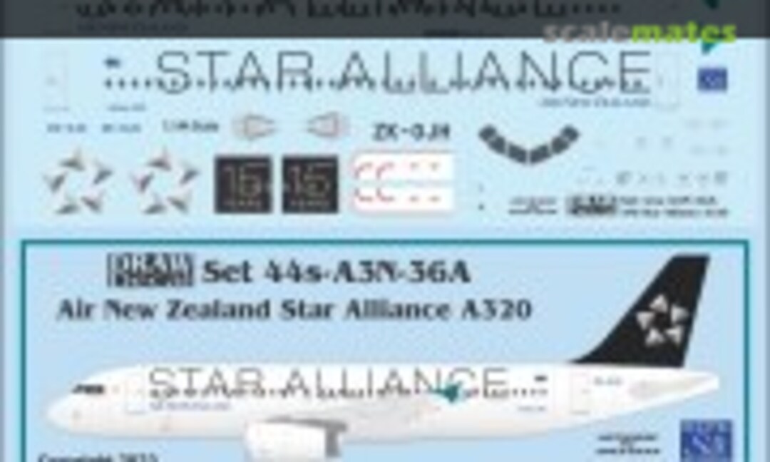 1:144 Air New Zealand Star Alliance A320 (Draw Decal 44-A3N-36A) 44-A3N-36A