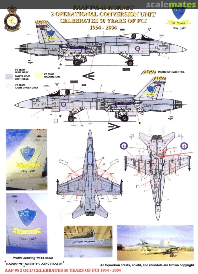 Boxart RAAF F/A-18A Hornet, A21-26, 2 OCU 50 Years FCI AAF-095 Hawkeye Models Boxart RAAF F/A-18A Hornet, A21-26, 2 OCU 50 Years FCI AAF-095 Hawkeye Models