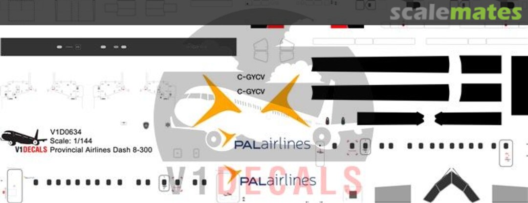 Boxart PAL Provincial Airlines DeHavilland Dash 8-300 V1D0634-72 V1 Decals