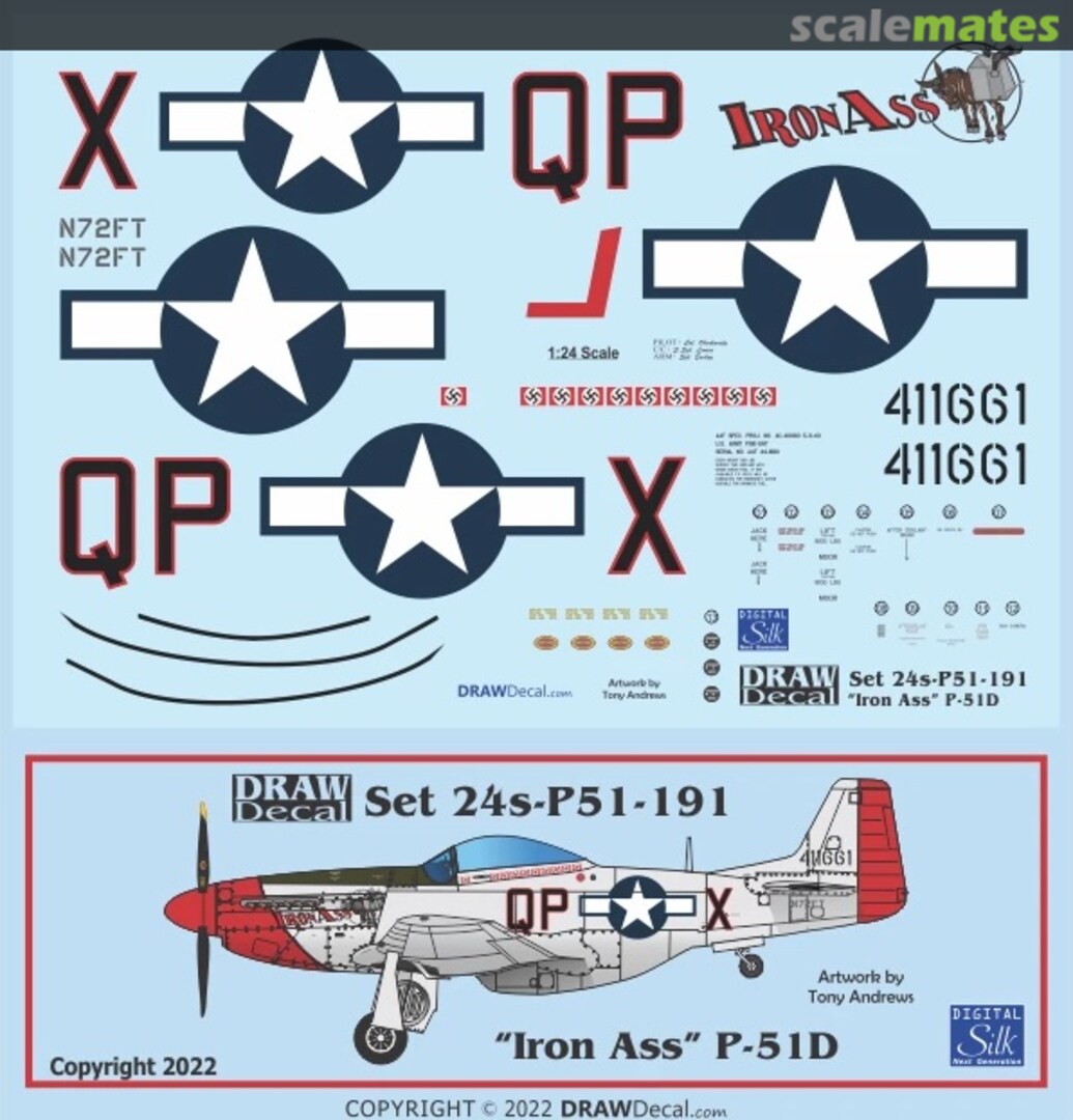 Boxart “Iron Ass” P-51D 24-P51-191 Draw Decal Boxart “Iron Ass” P-51D 24-P51-191 Draw Decal
