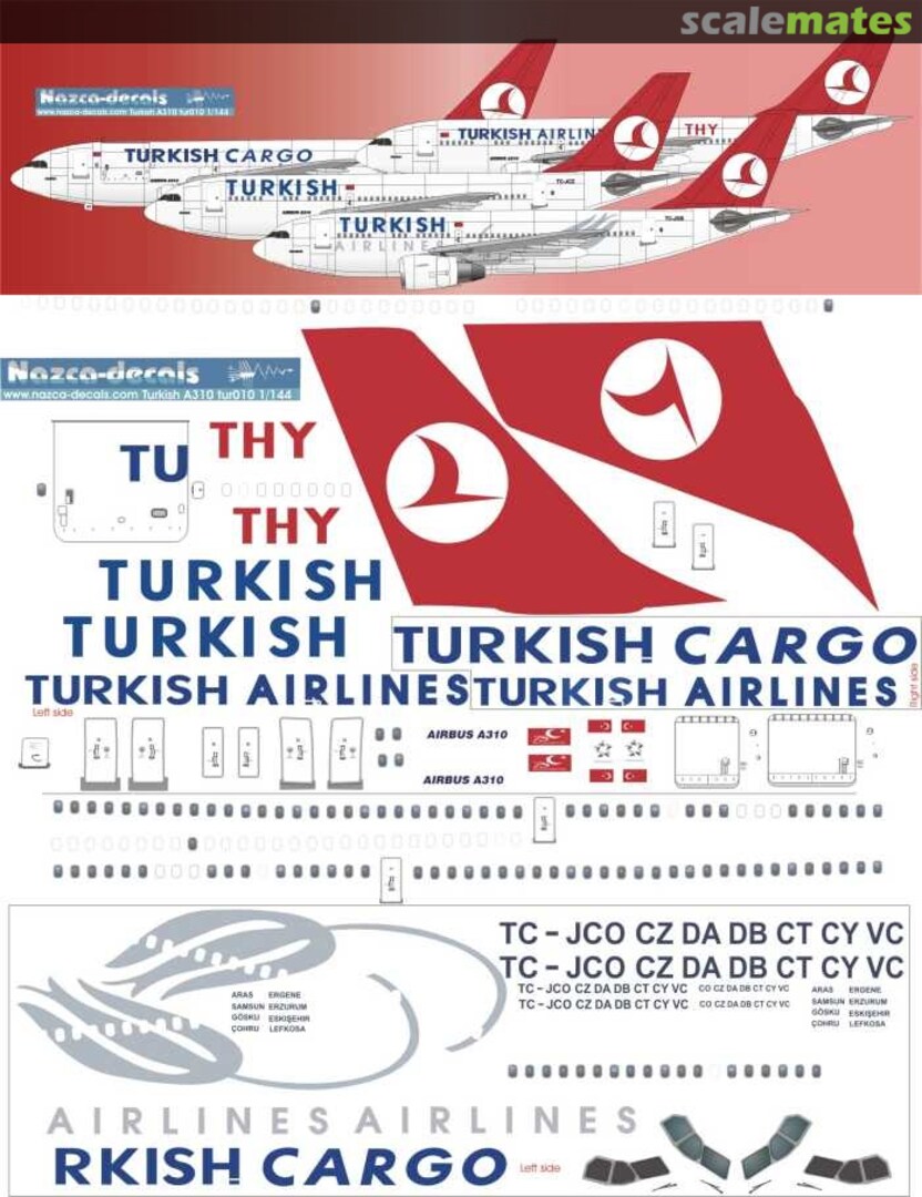 Boxart Airbus A310-203, A310-304, A310-304(F) TUR010 Nazca decals Boxart Airbus A310-203, A310-304, A310-304(F) TUR010 Nazca decals