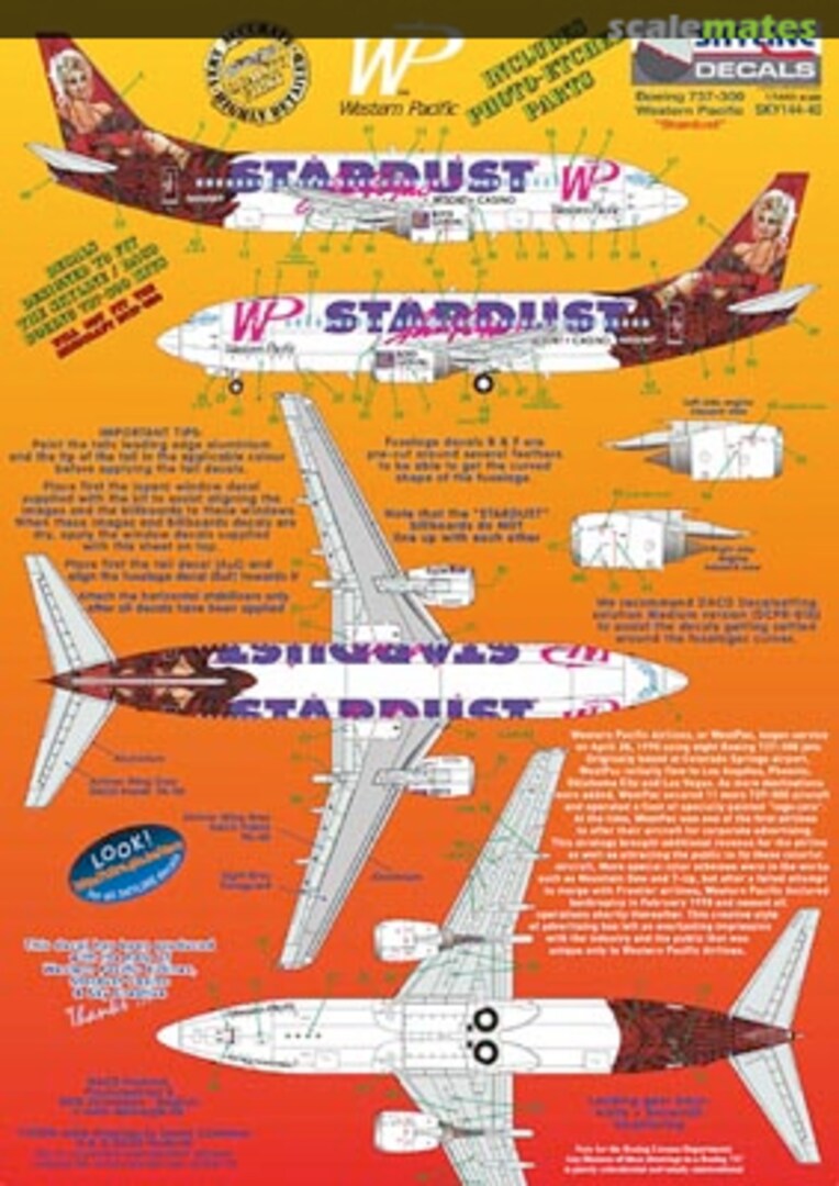 Boxart Western Pacific Airlines "Stardust" SKY144-40 Skyline Decals Boxart Western Pacific Airlines "Stardust" SKY144-40 Skyline Decals
