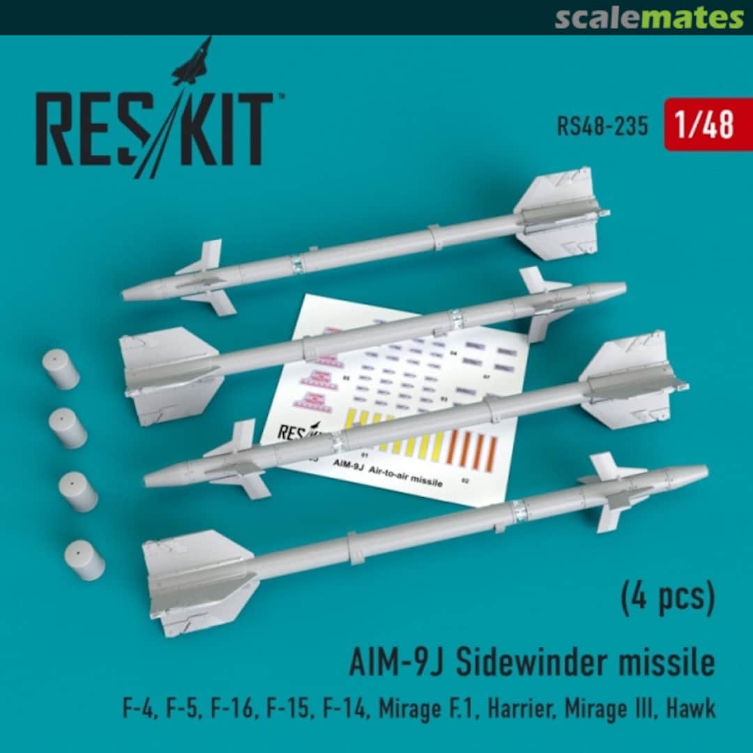 Boxart AIM-9J Sidewinder missile RS48-0235 ResKit Boxart AIM-9J Sidewinder missile RS48-0235 ResKit