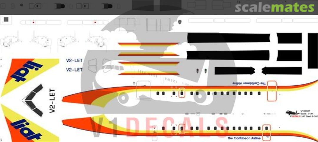 Boxart LIAT DeHavilland Dash 8-300 V1D0667-72 V1 Decals