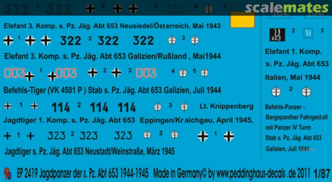 Boxart Jagdpanzer der s.Pz. Abt 653 1944-1945 EP 2419 Peddinghaus-Decals Boxart Jagdpanzer der s.Pz. Abt 653 1944-1945 EP 2419 Peddinghaus-Decals