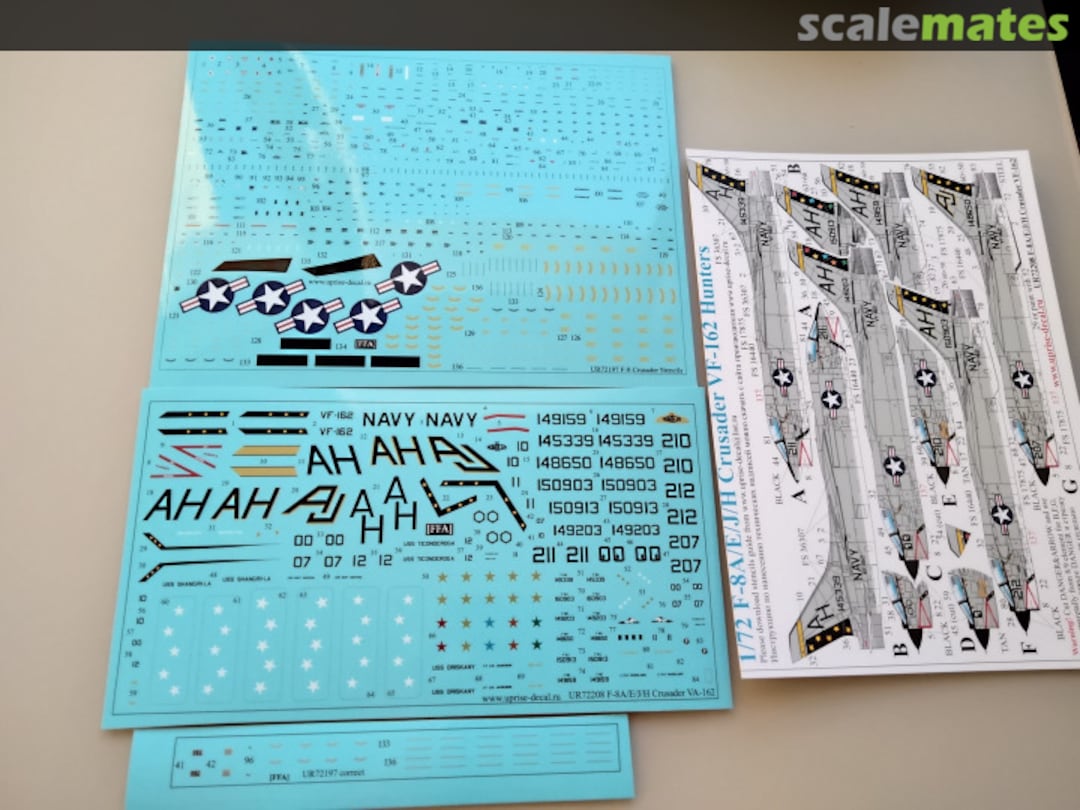 Contents F-8A/E/J/H Crusader VF-162 Hunters UR72208 UpRise Decal Contents F-8A/E/J/H Crusader VF-162 Hunters UR72208 UpRise Decal