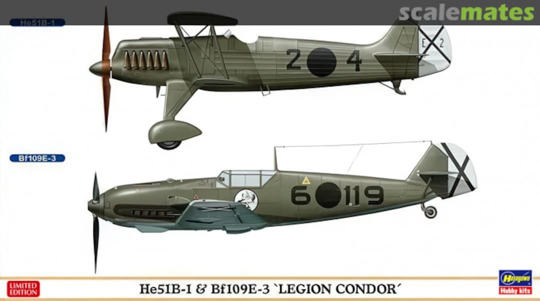 Boxart He51B-1 & Bf109E-3 'Legion Condor' 02197 Hasegawa Boxart He51B-1 & Bf109E-3 'Legion Condor' 02197 Hasegawa