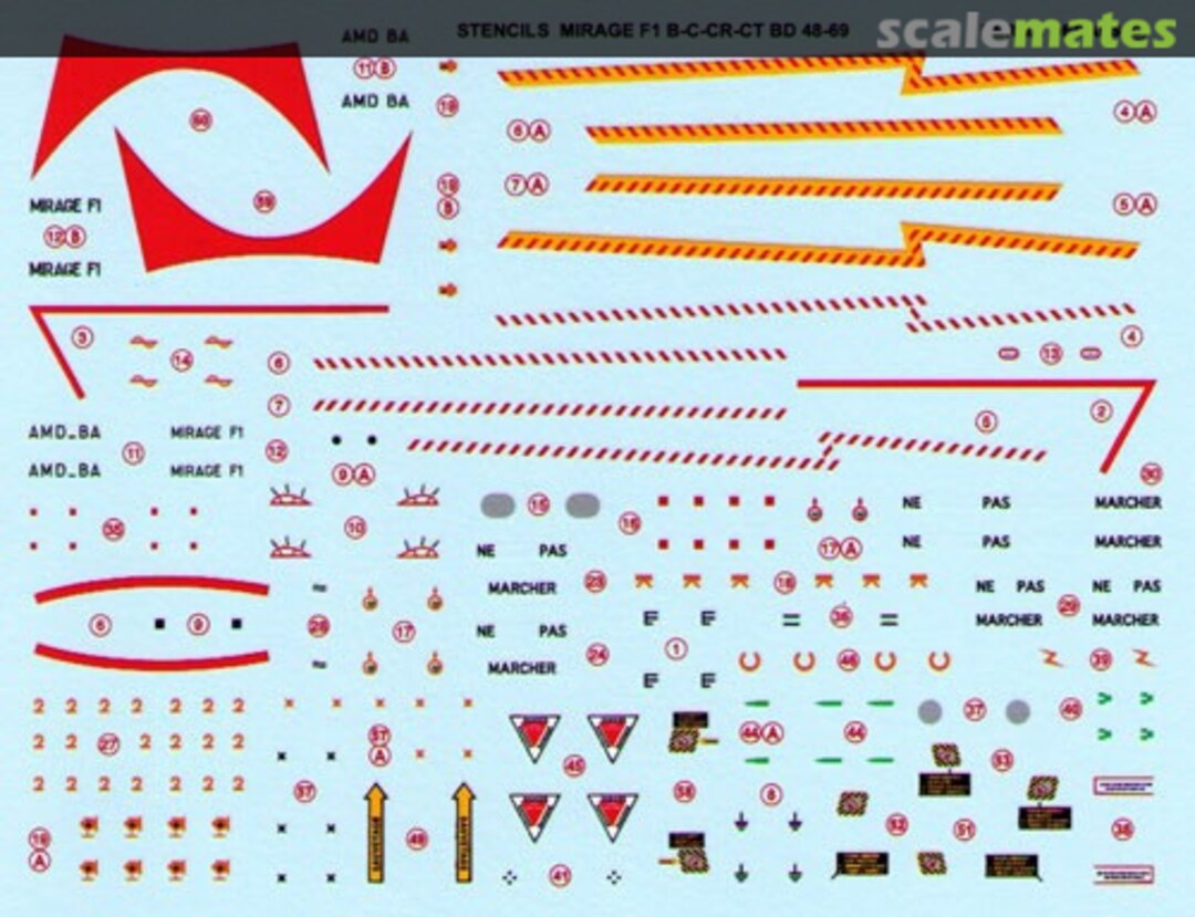 Boxart Mirage F1B/C/CR/CT Stencils BD 48-69 Berna Decals Boxart Mirage F1B/C/CR/CT Stencils BD 48-69 Berna Decals