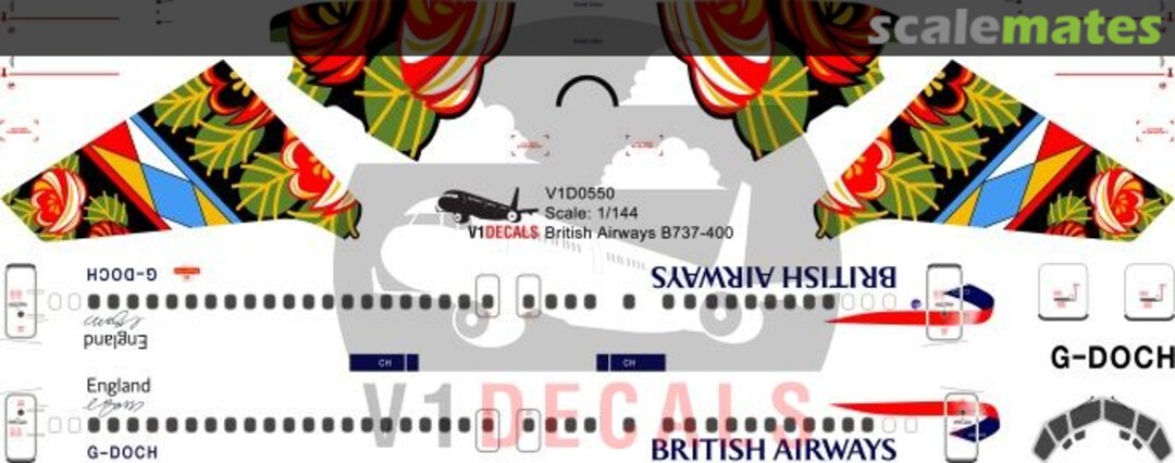 Boxart British Airways Boeing 737-400 V1D0550-144 V1 Decals Boxart British Airways Boeing 737-400 V1D0550-144 V1 Decals
