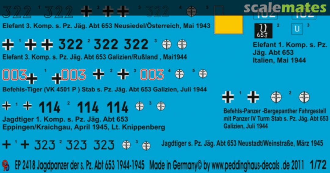 Boxart Jagdpanzer der s.Pz. Abt 653 1944-1945 EP 2418 Peddinghaus-Decals Boxart Jagdpanzer der s.Pz. Abt 653 1944-1945 EP 2418 Peddinghaus-Decals