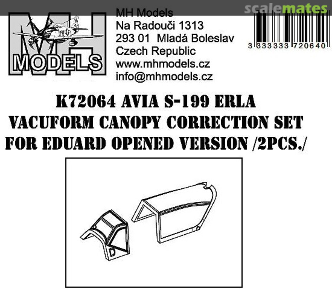 Boxart Avia S-199 Erla Vacuform Canopy Correction Set K72064 MH Models