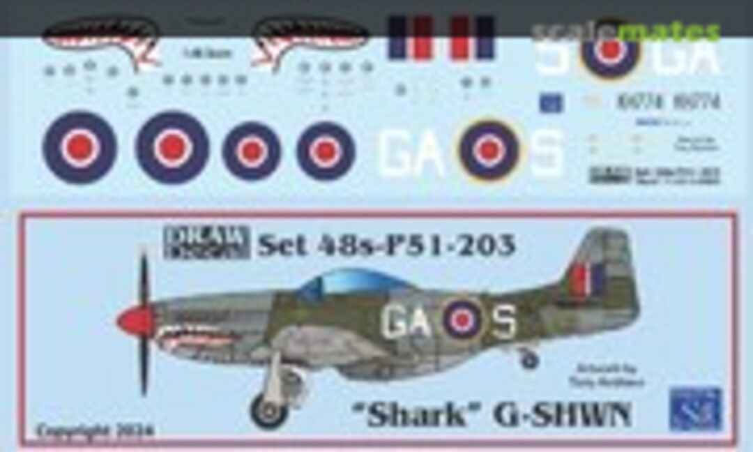 1:48 “Shark” G-SHWN P-51D (Draw Decal 48-P51-203) 48-P51-203