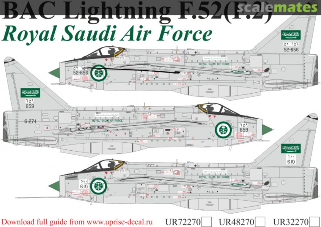Boxart BAC Lightning F.52 (F.2) Saudi with stencils UR72270 UpRise Decal Boxart BAC Lightning F.52 (F.2) Saudi with stencils UR72270 UpRise Decal
