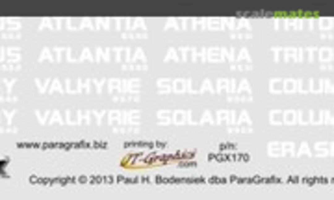 1:4105 Battlestar Pegasus Registry Decals (ParaGrafix Modeling Systems PGX171) PGX171