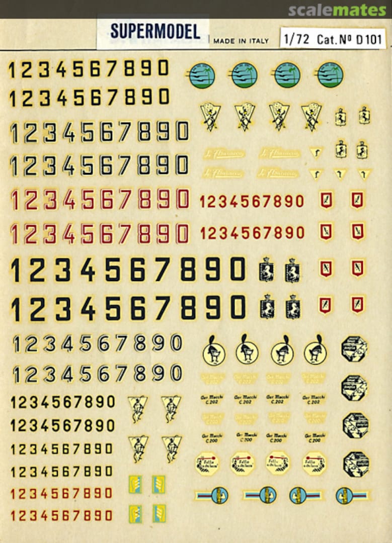 Boxart Macchi Fighter badges, assorted numbers & letters D 101 Supermodel